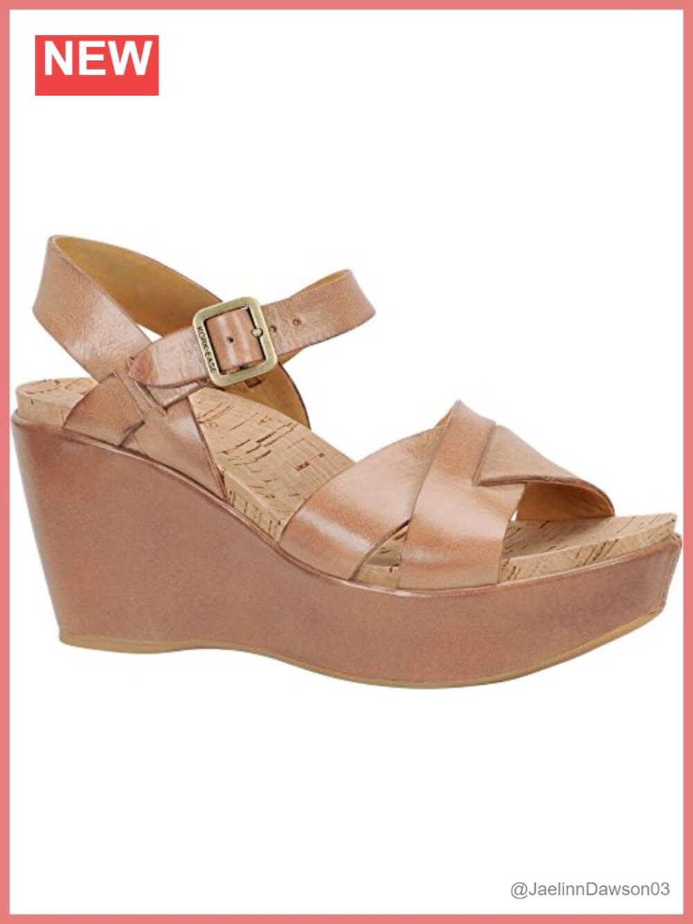 Women's Leather Wedge Sandals Platform Cushioned Cork Footbed